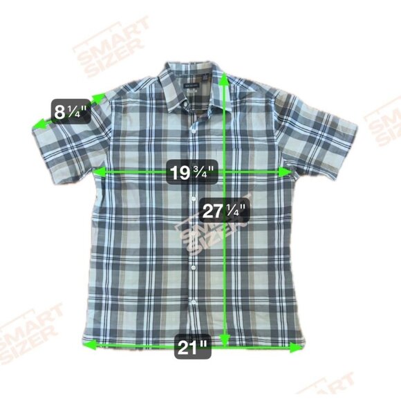 Van Heusen Shirt Short Sleeve Mens Classic Fit Plaid M 15-15 1/2" Gray & Beige - Picture 10 of 10